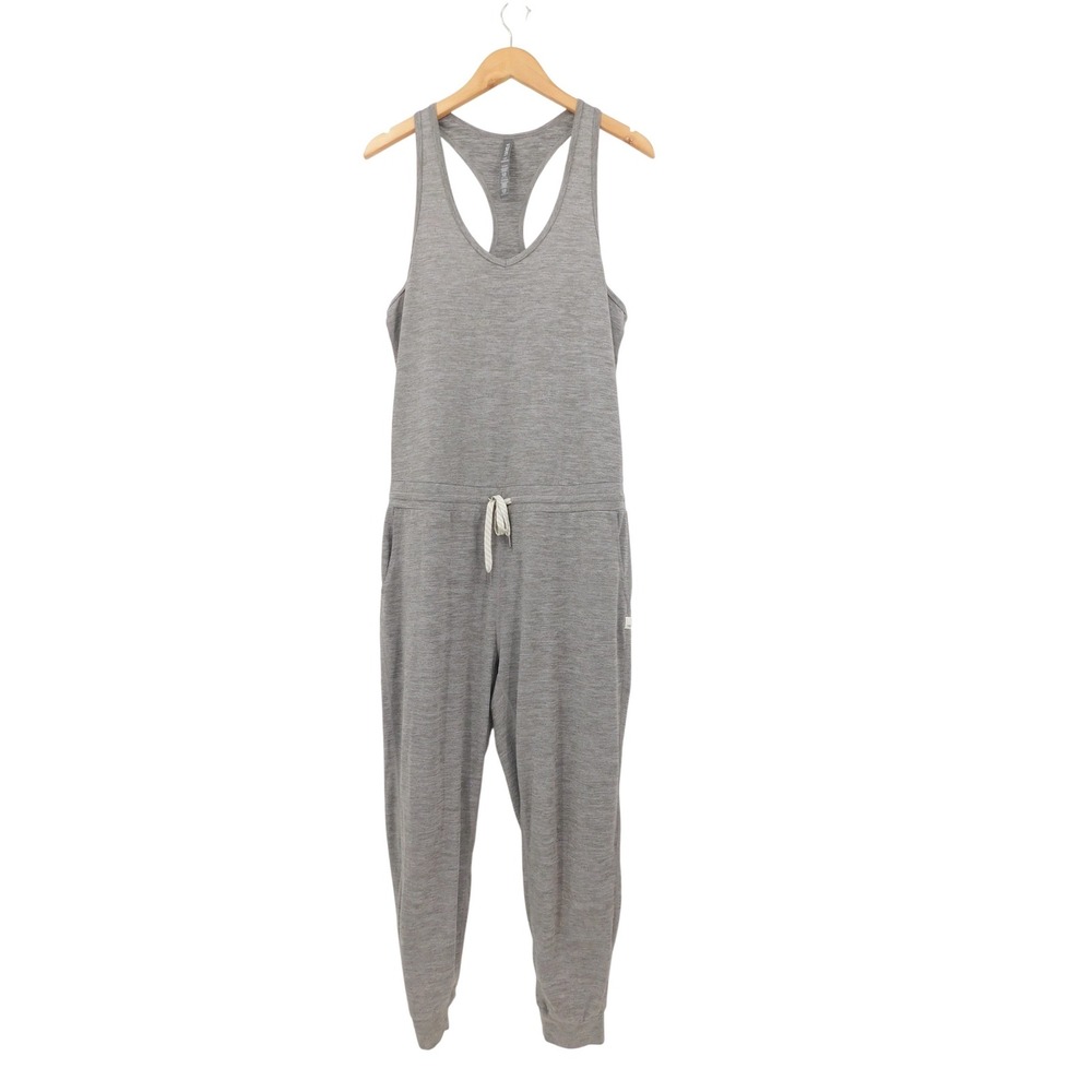 Vuori Lux Harem Jumpsuit Heather Grey Racerback Drawstring VW426 Medium
